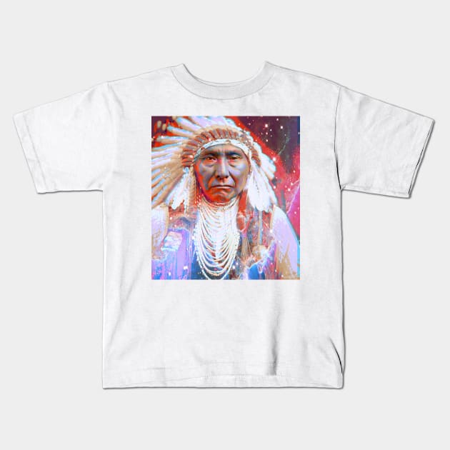Native American Crazy Horse Kids T-Shirt by icarusismartdesigns
